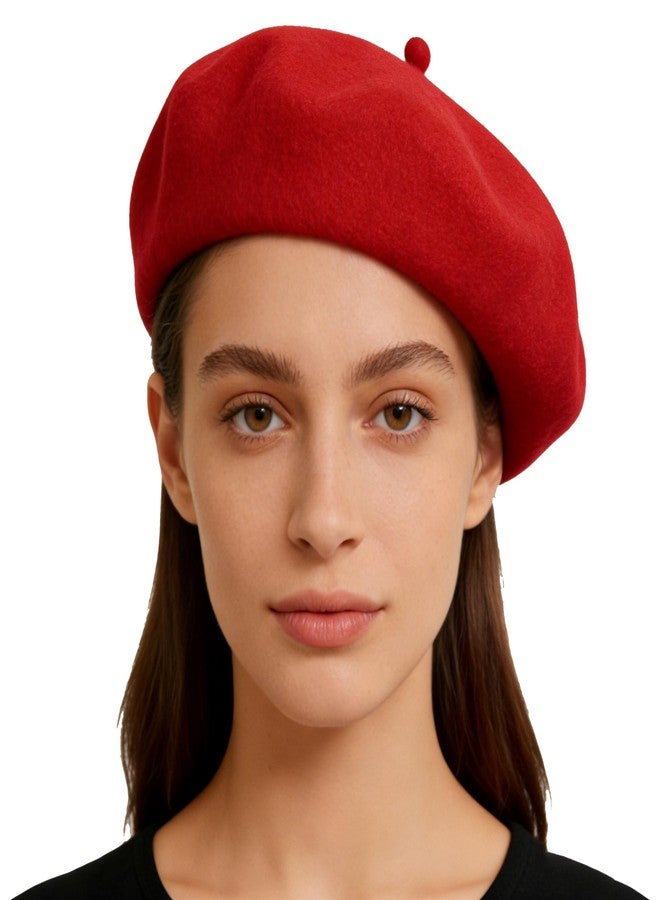 OVOY قبعة بيريه فرنسية من OVOY، مناسبة للهالوين، مع لحية، إكسسوار تنكري، للرجال والنساء، مصنوعة من مزيج الصوف، قبعة شتوية دافئة، لون أحمر - Image 1
